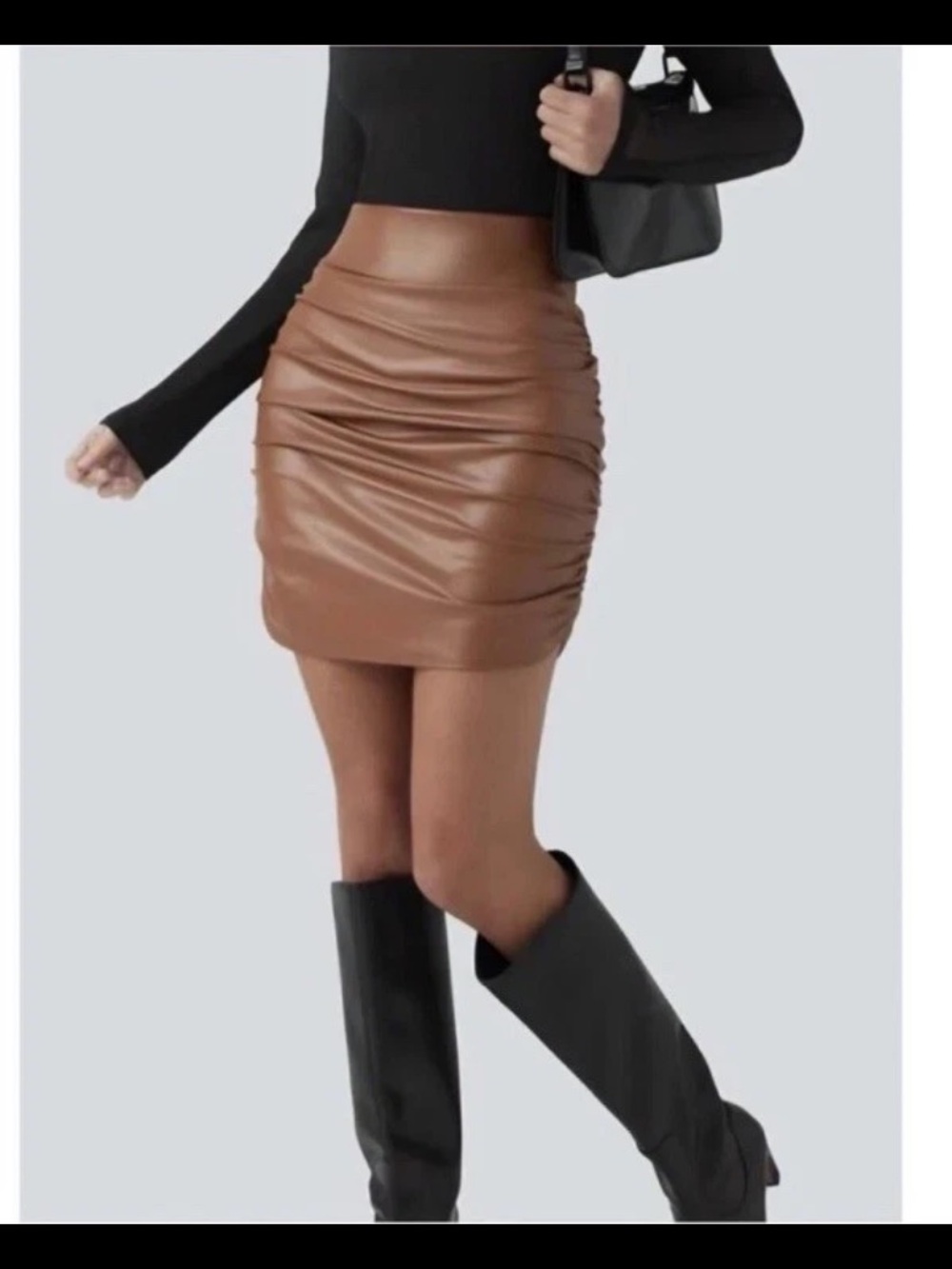 NWT Women’s Halara High Waisted Tummy Control 2-in-1 Faux Leather Skirt. Medium